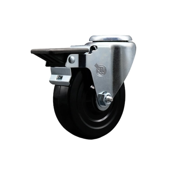 4'' Hard Rubber Wheel Swivel Bolt Hole Caster with Posi Lock Brake
